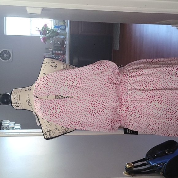 Express Pink and White side high low dress with belt - Picture 5 of 8